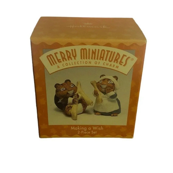 Vintage HALLMARK '97 Holidays "Making A Wish" Miniature Figures 2pc Set NIB - Picture 2 of 6